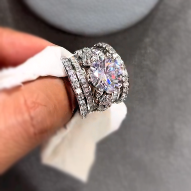 Gorgeous 7 ctw Round Cut White Gemstone Unique Engagement Ring