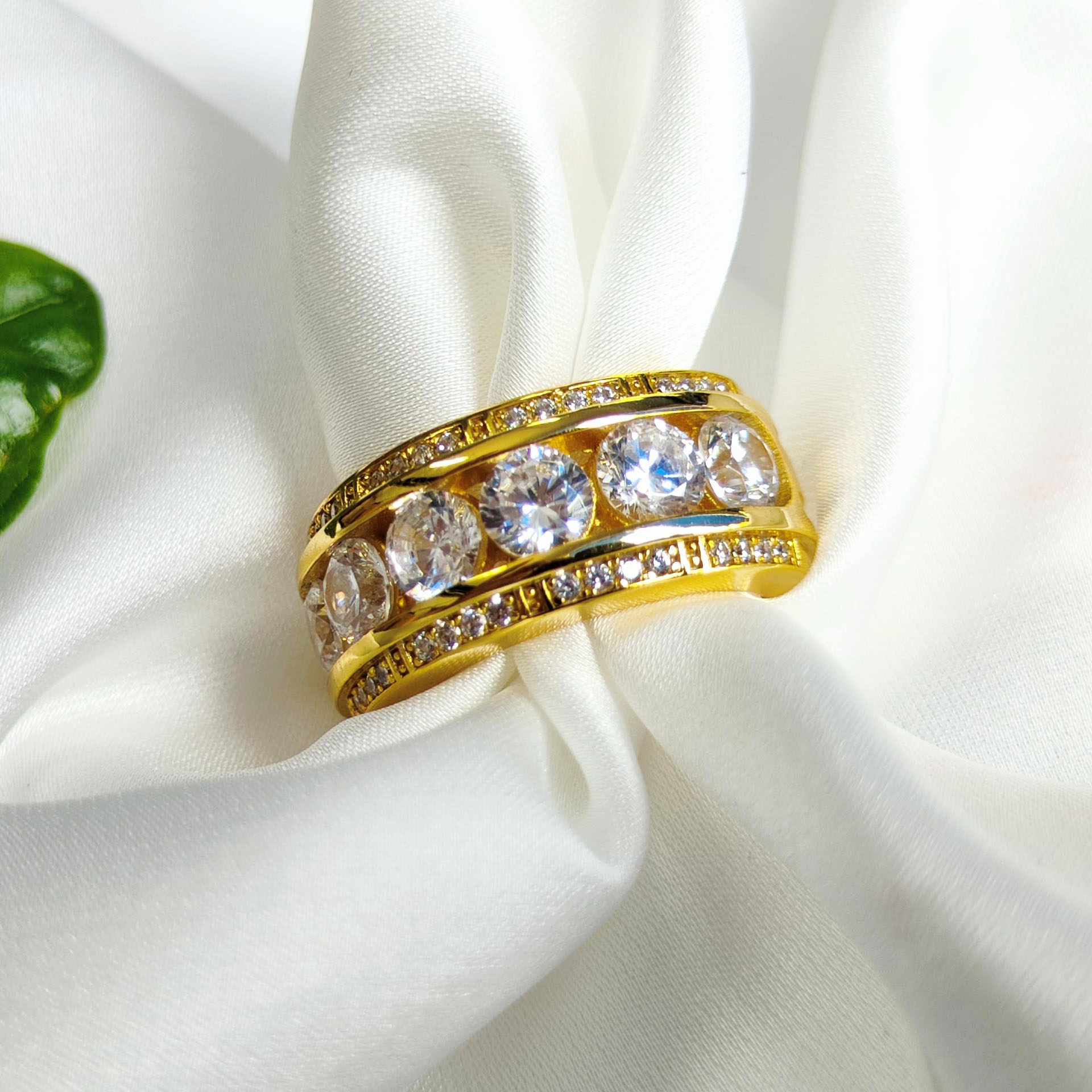 3.5ct Round Cut White Sapphire Men's Eternity Ring