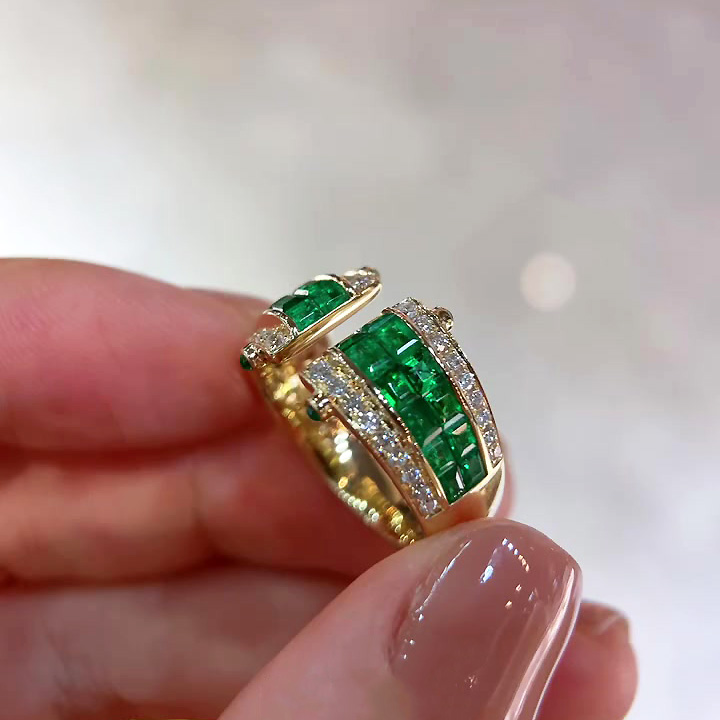 6ct Emerald Cut Emerald Sapphire Eternity Ring