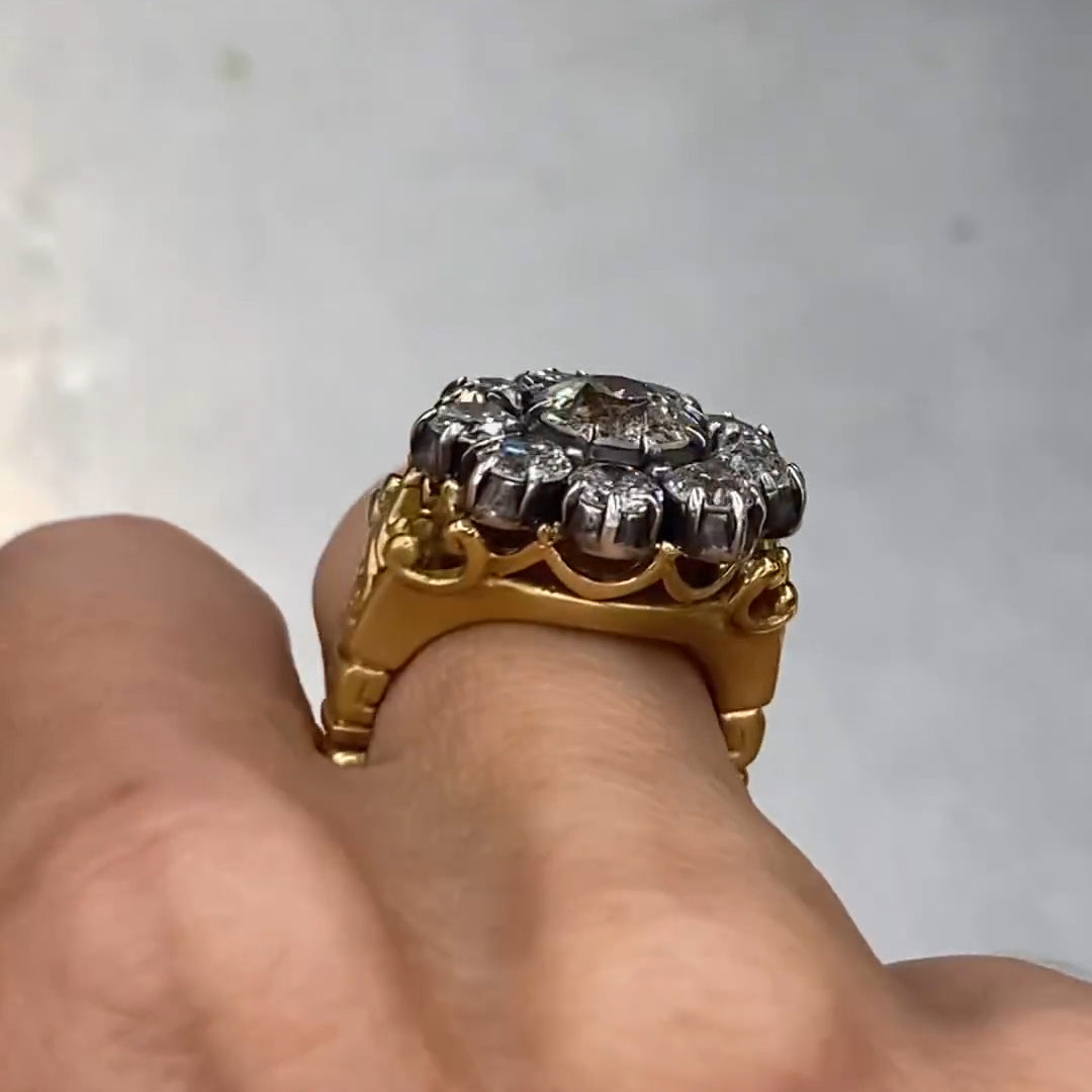 4.03ct Antique Old European Cut Genstone Ring