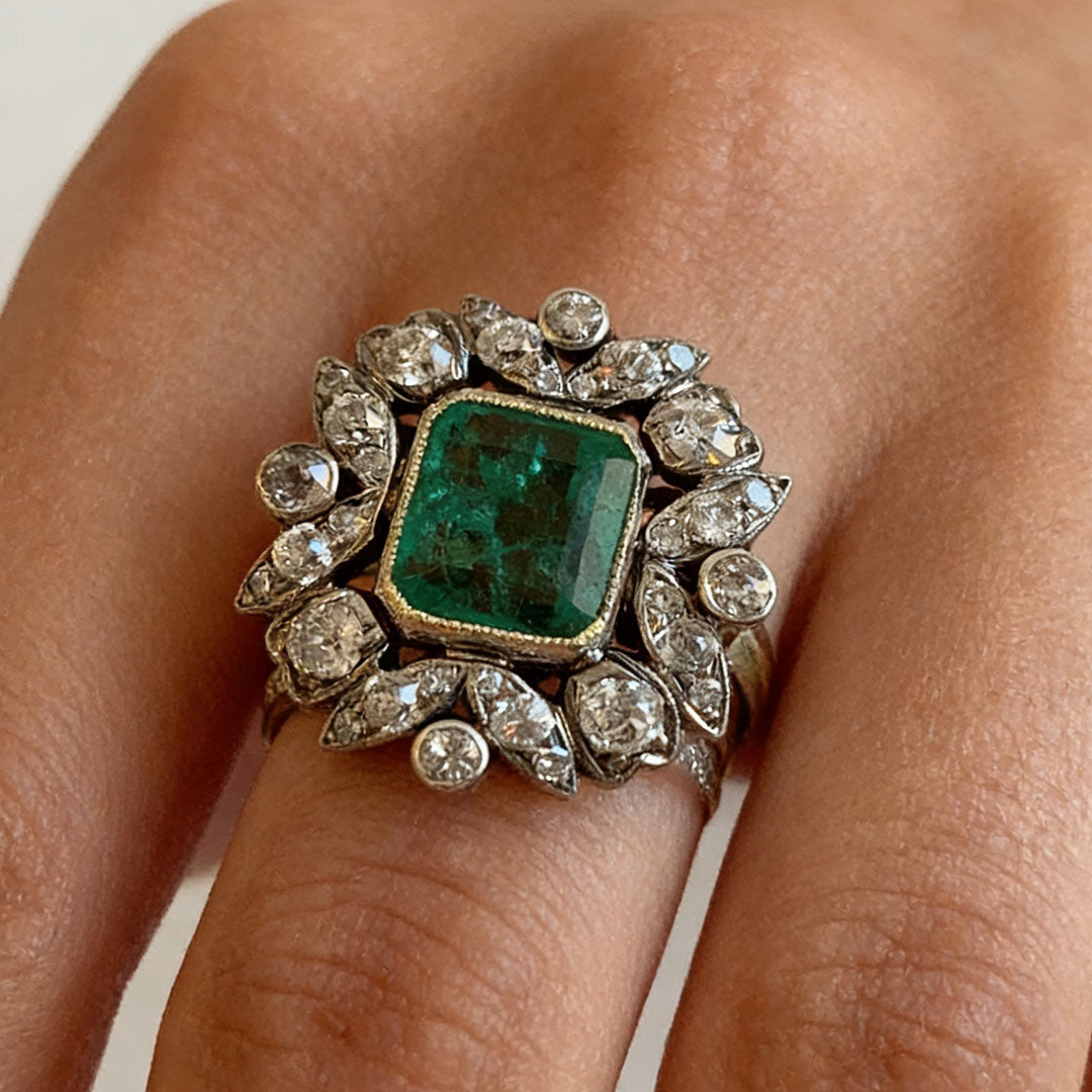 6.6ct Vintage Emerald Engagement Ring