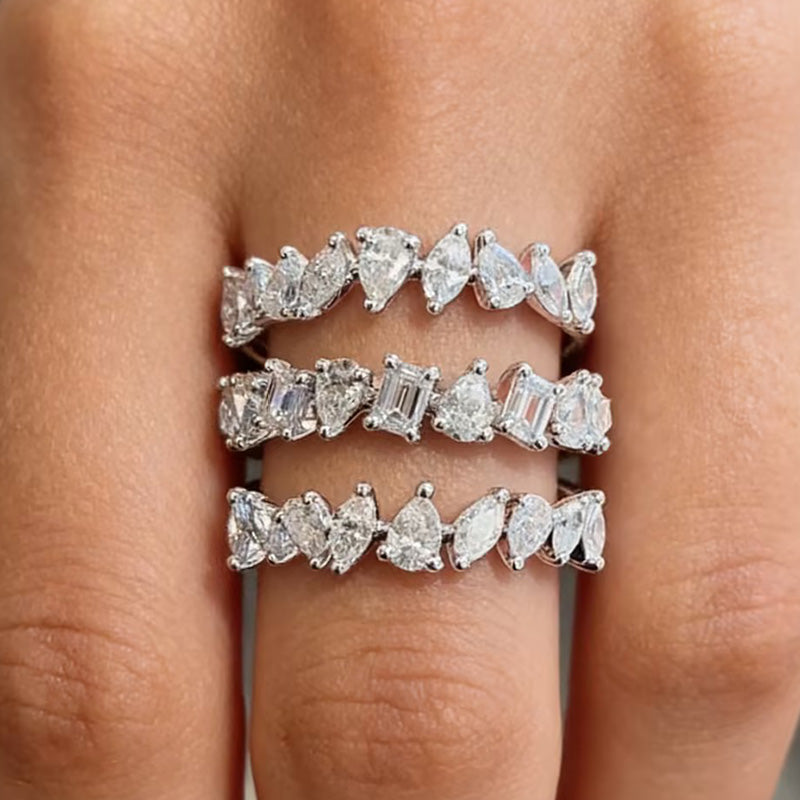 4.8ctw Triple Row Spiral Wrap Gemstone Ring