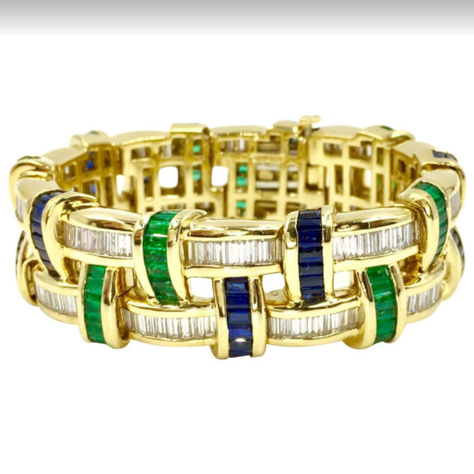 Fashion Emerald Cut Multi-Color Gemstone Bracelet