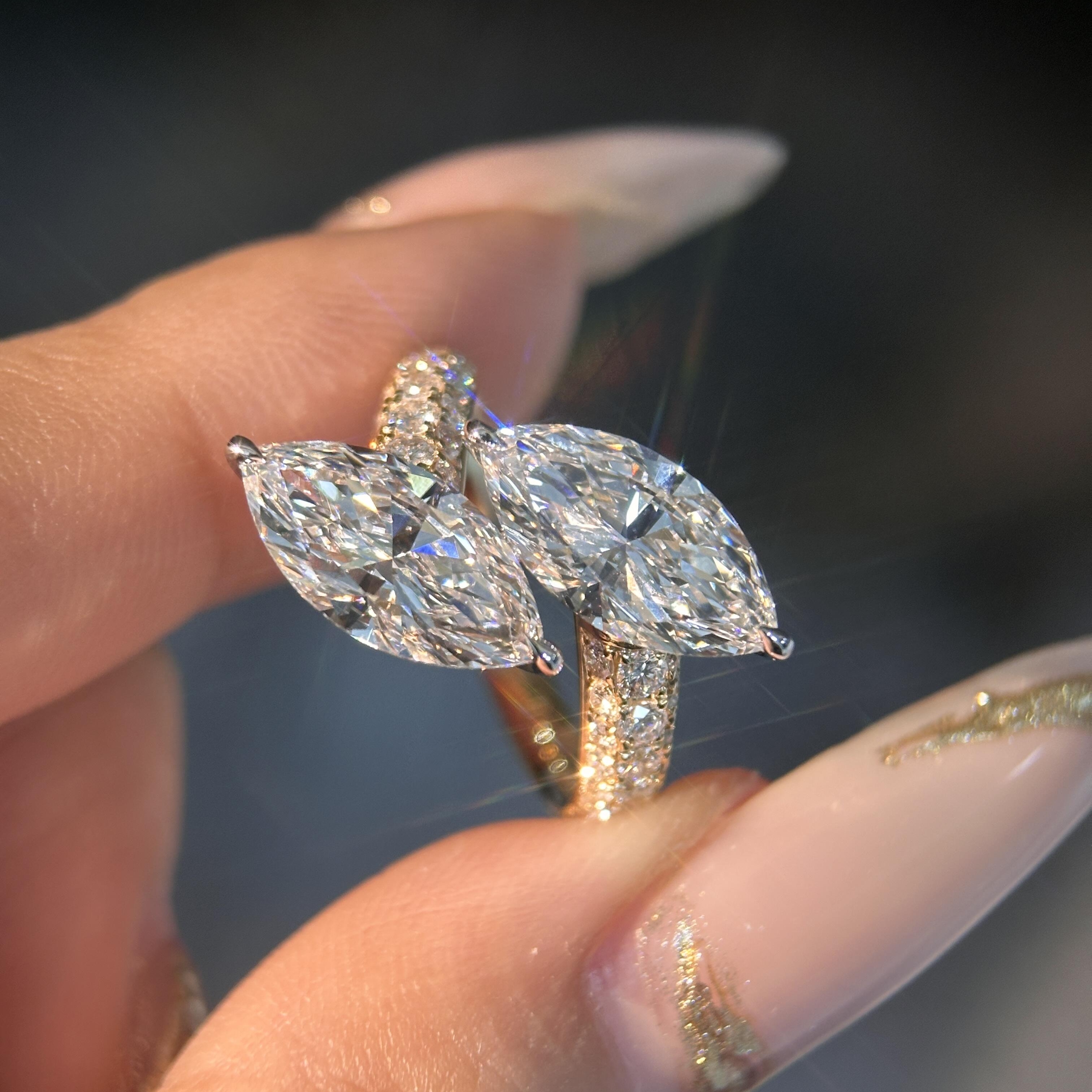 3ct Marquise Cut Infinity Twin Stone Pavé Ring