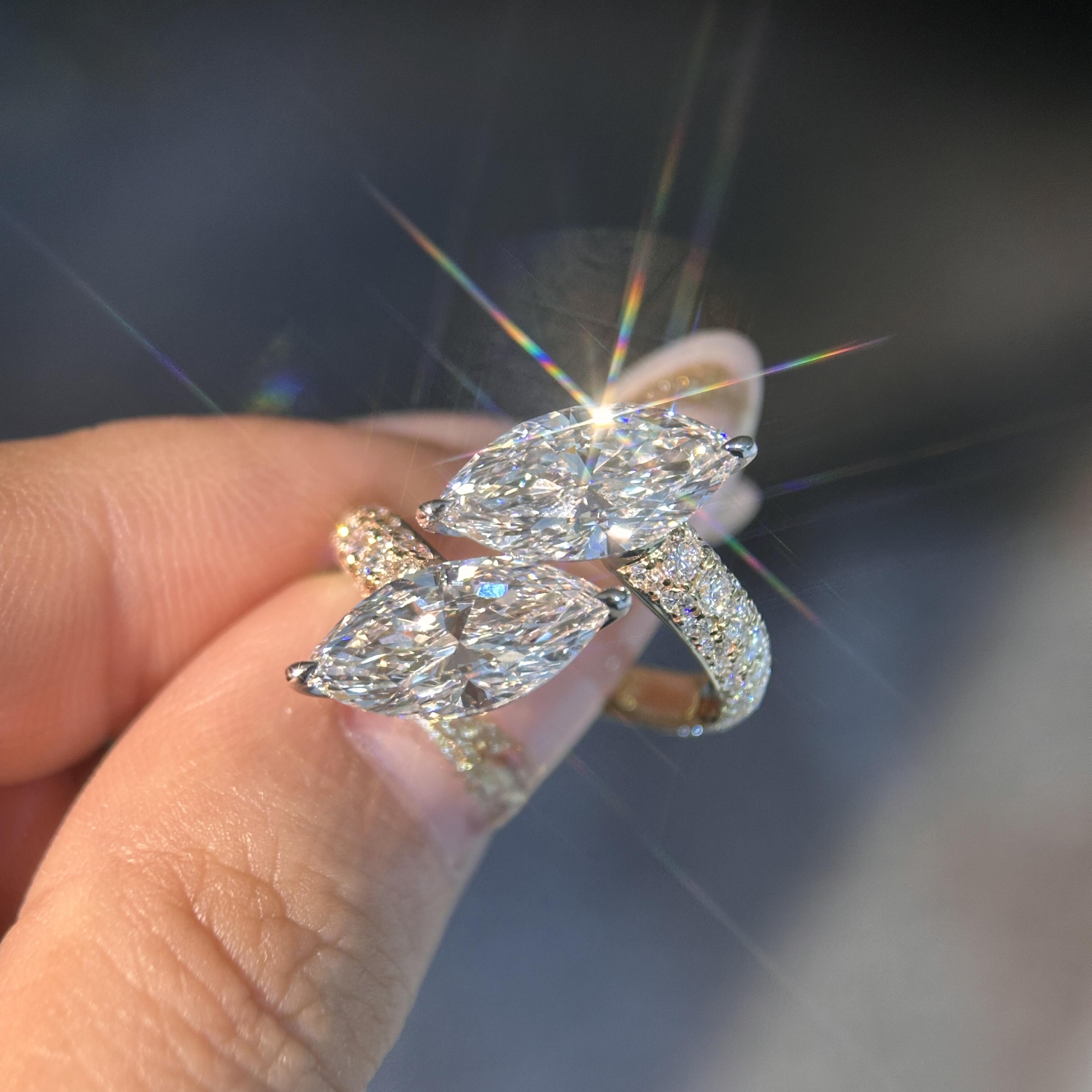 3ct Marquise Cut Infinity Twin Stone Pavé Ring