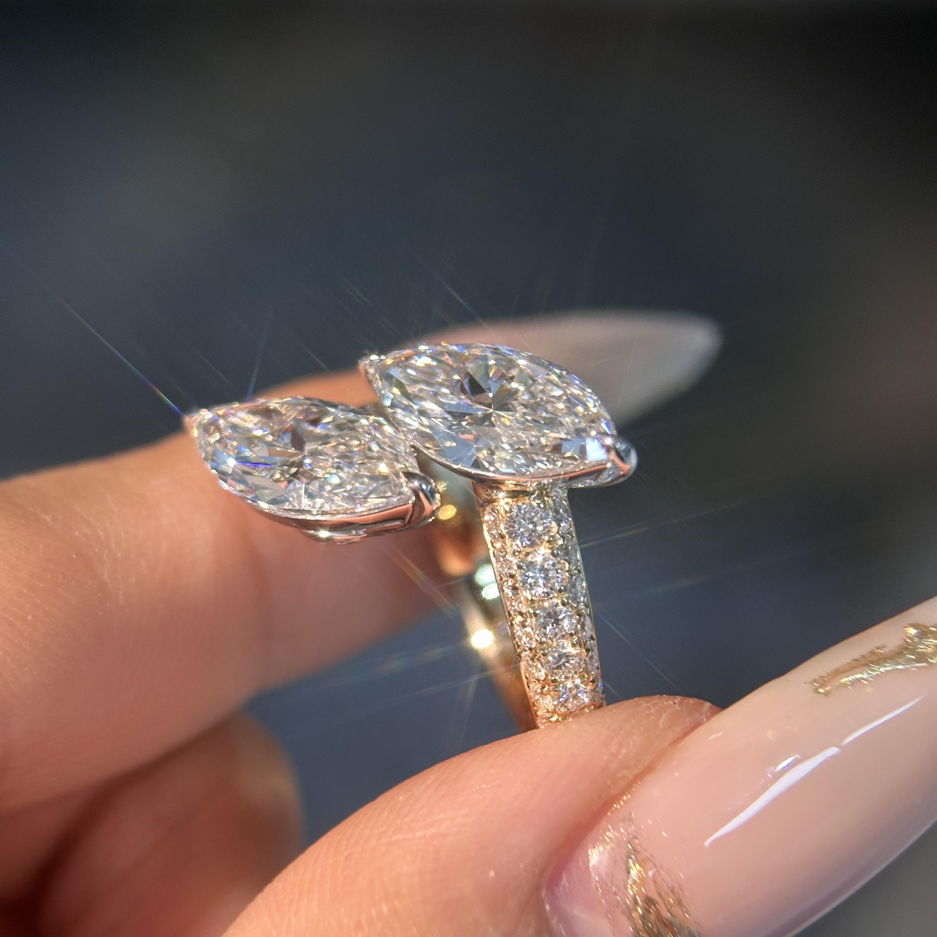 3ct Marquise Cut Infinity Twin Stone Pavé Ring