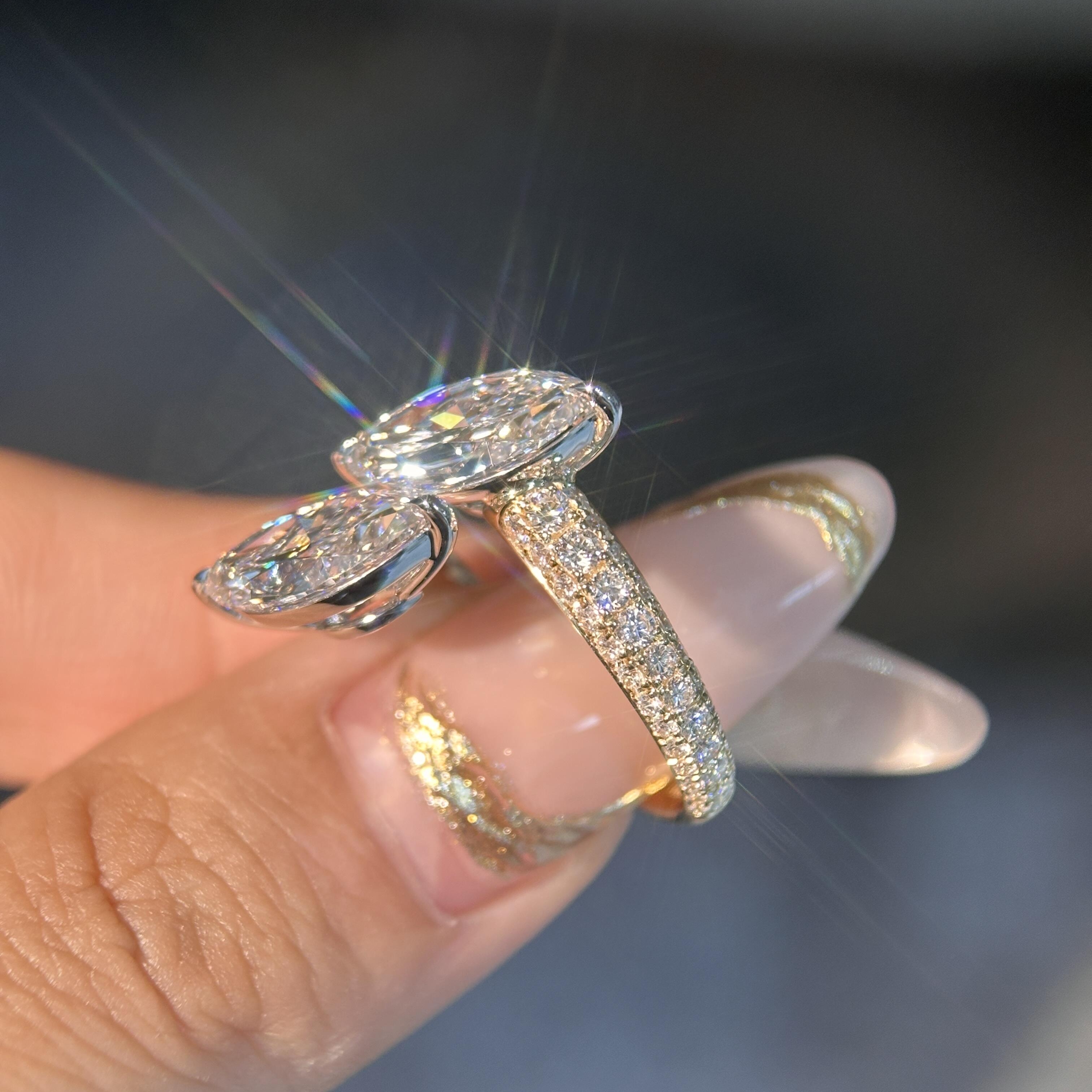 3ct Marquise Cut Infinity Twin Stone Pavé Ring
