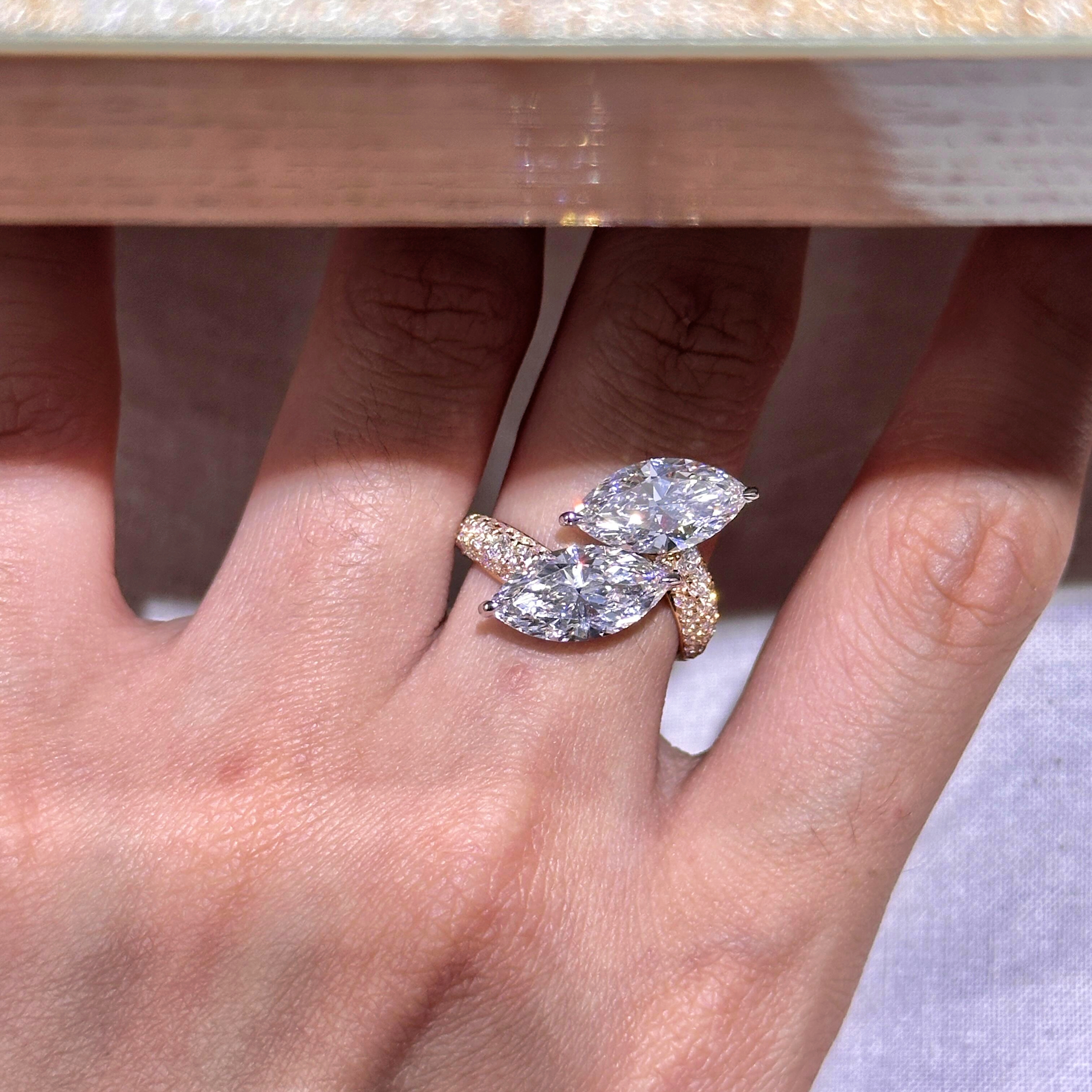 3ct Marquise Cut Infinity Twin Stone Pavé Ring