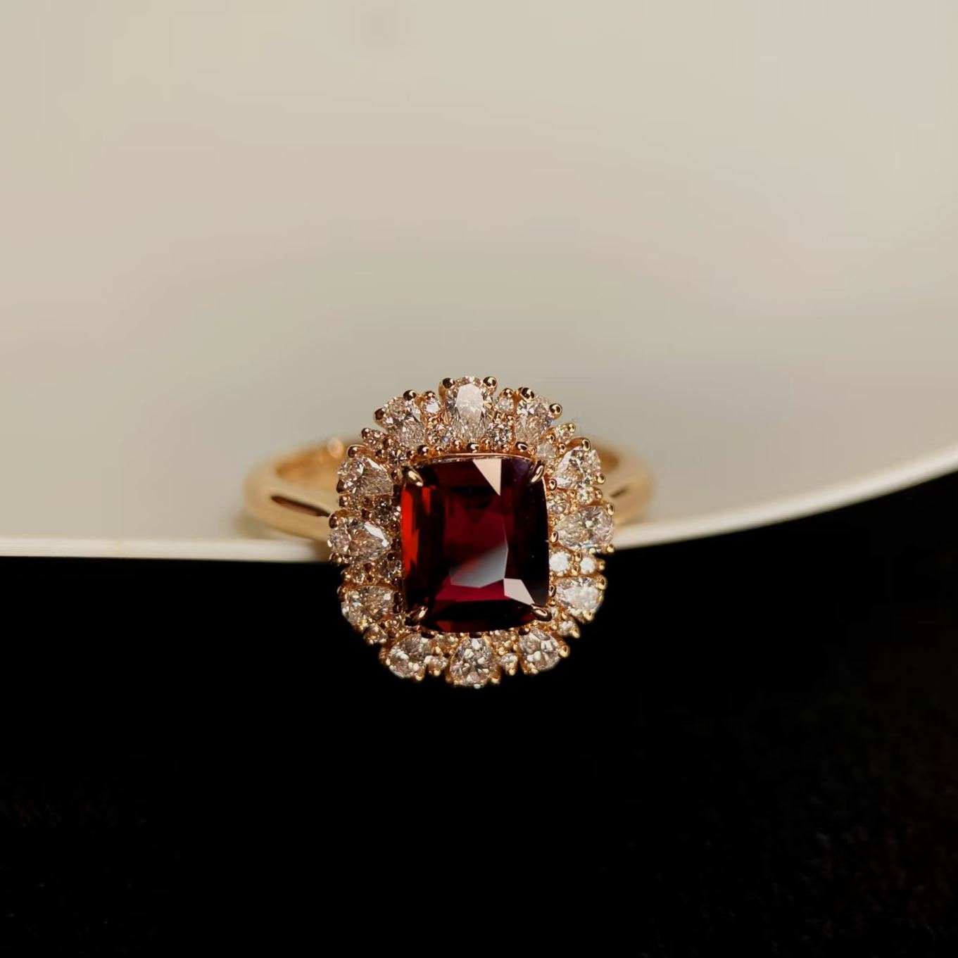 3ct Unheated Lab Pigeon Blood Ruby Halo Women Engagement Ring - Fierylee Made