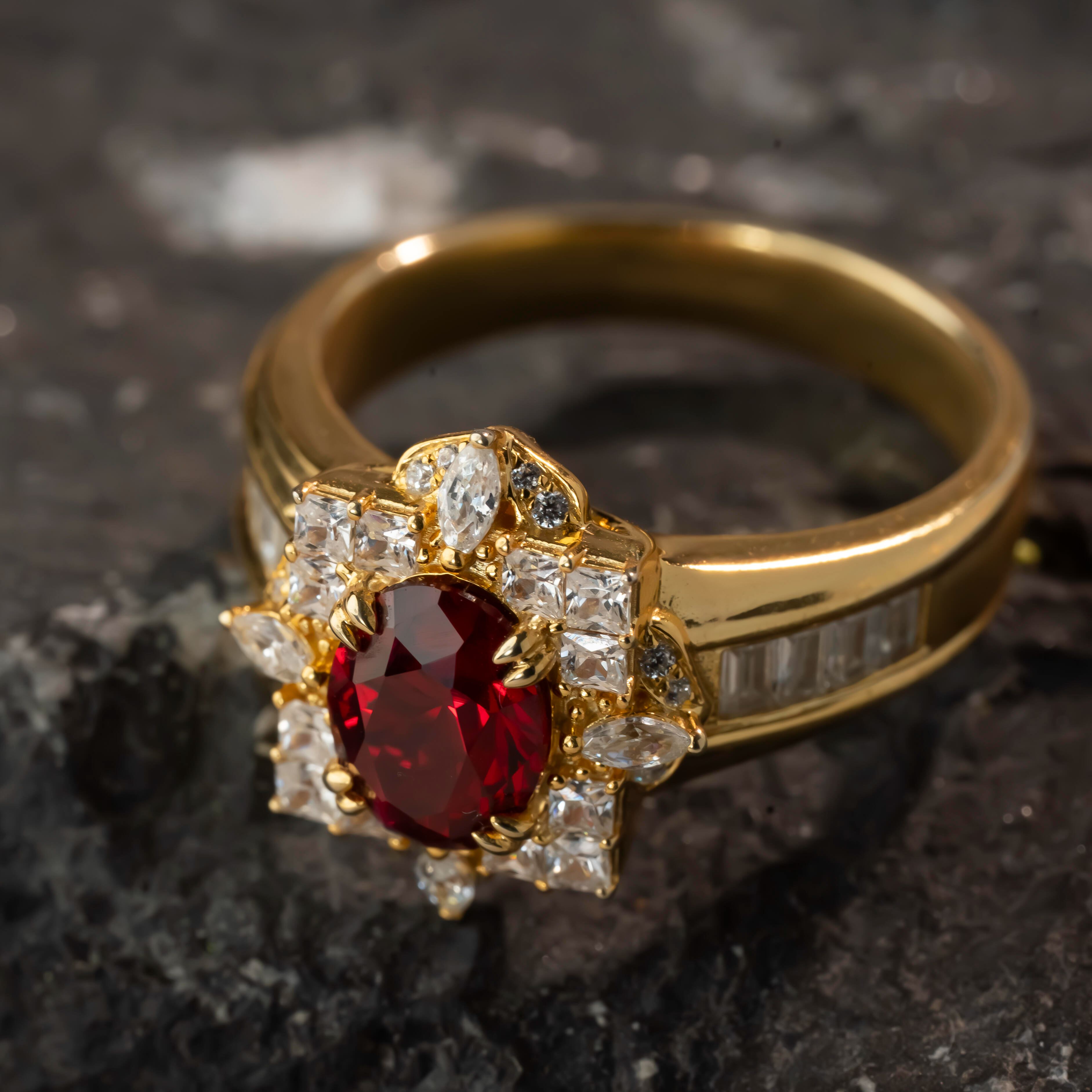 Vintage Oval Cut Ruby Halo Engagement Ring