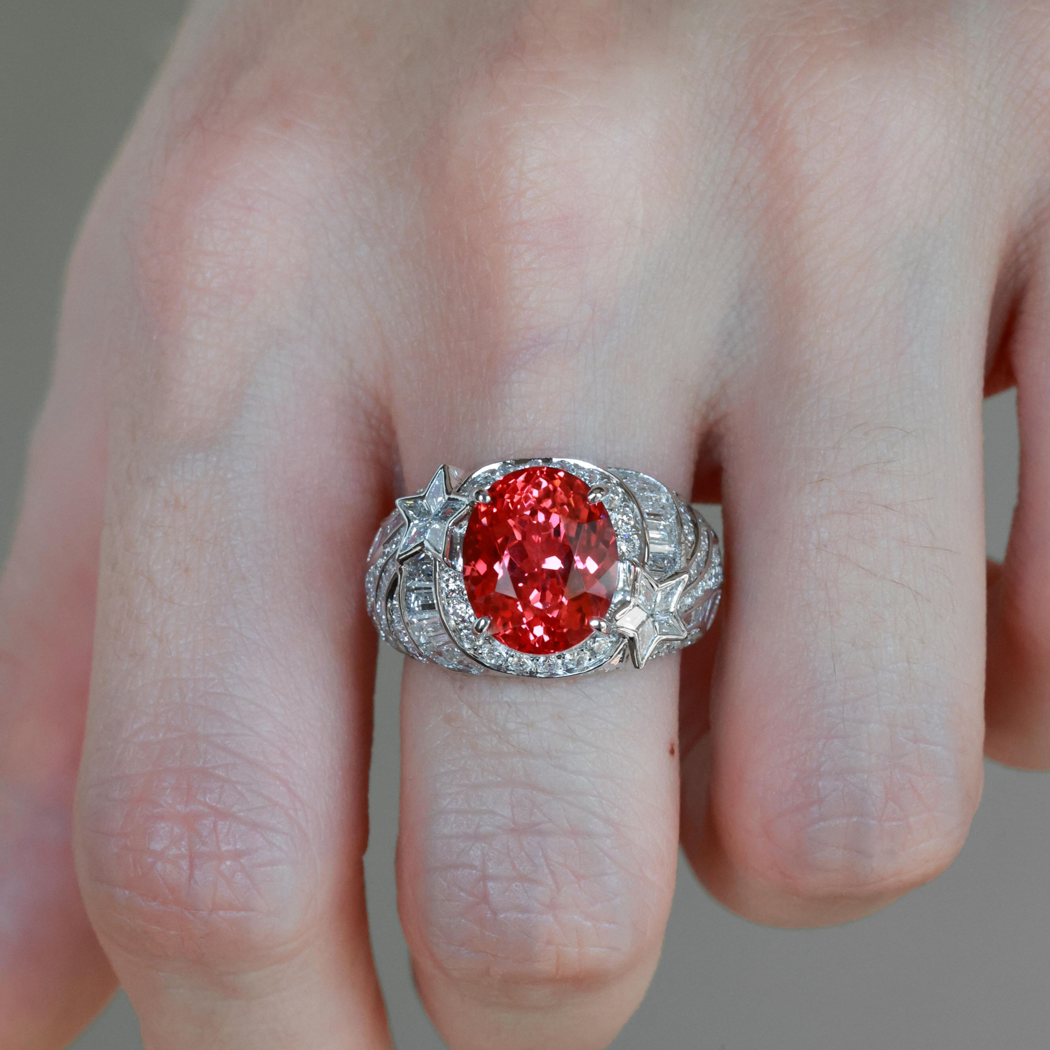 Vintage Padparadscha Oval Cut Art Deco Statement Band