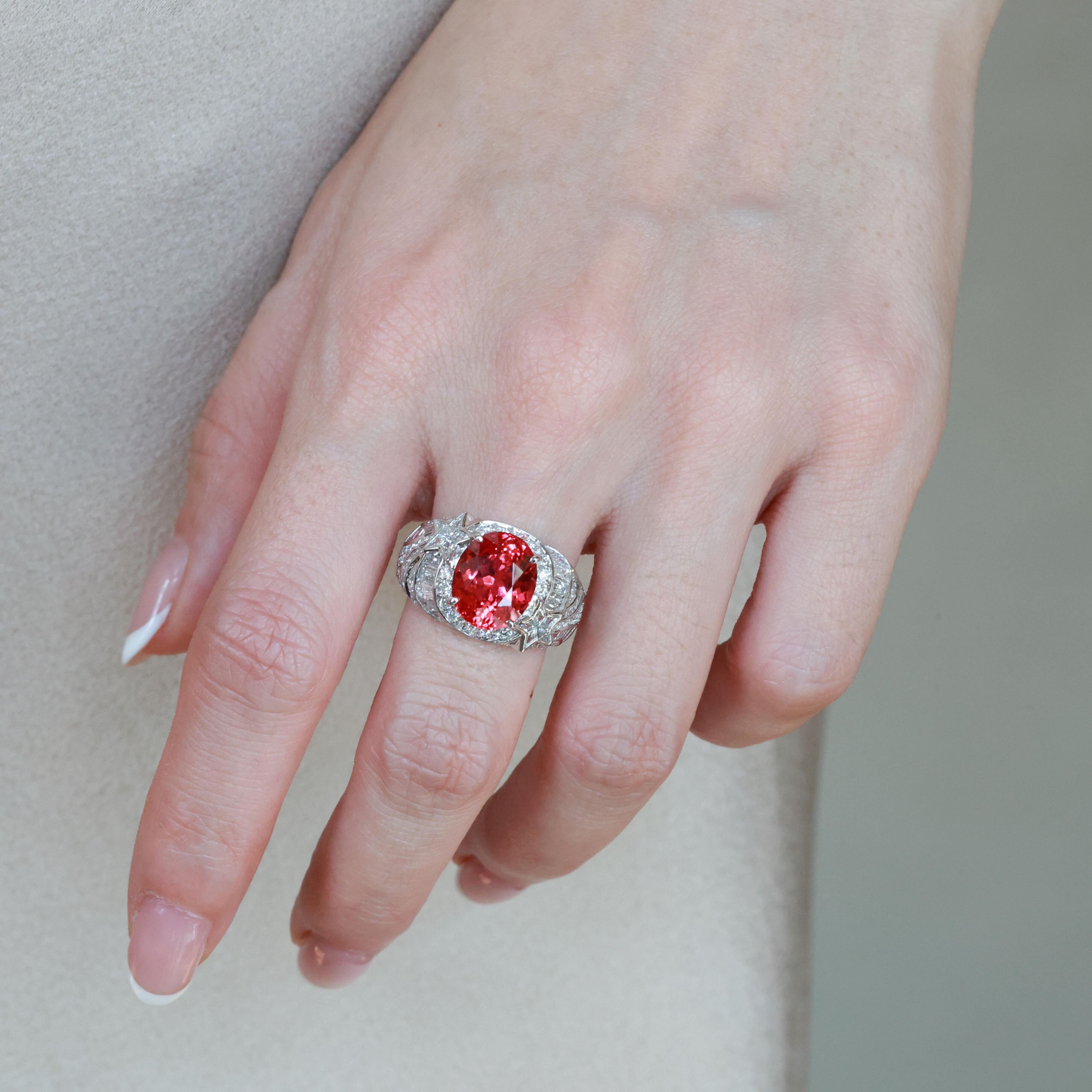 Vintage Padparadscha Oval Cut Art Deco Statement Band
