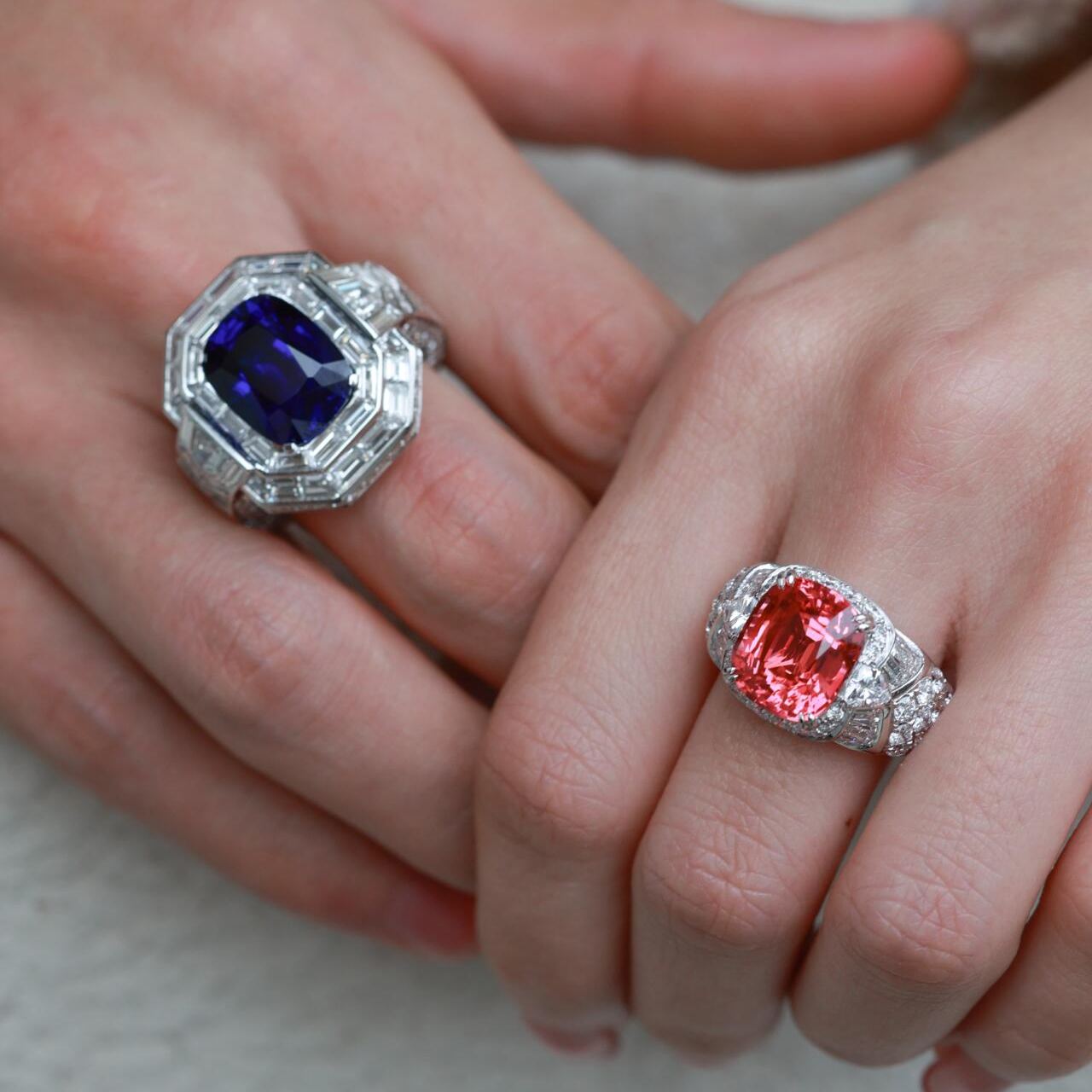 [Copy]Vintage Padparadscha Oval Cut Art Deco Statement Band