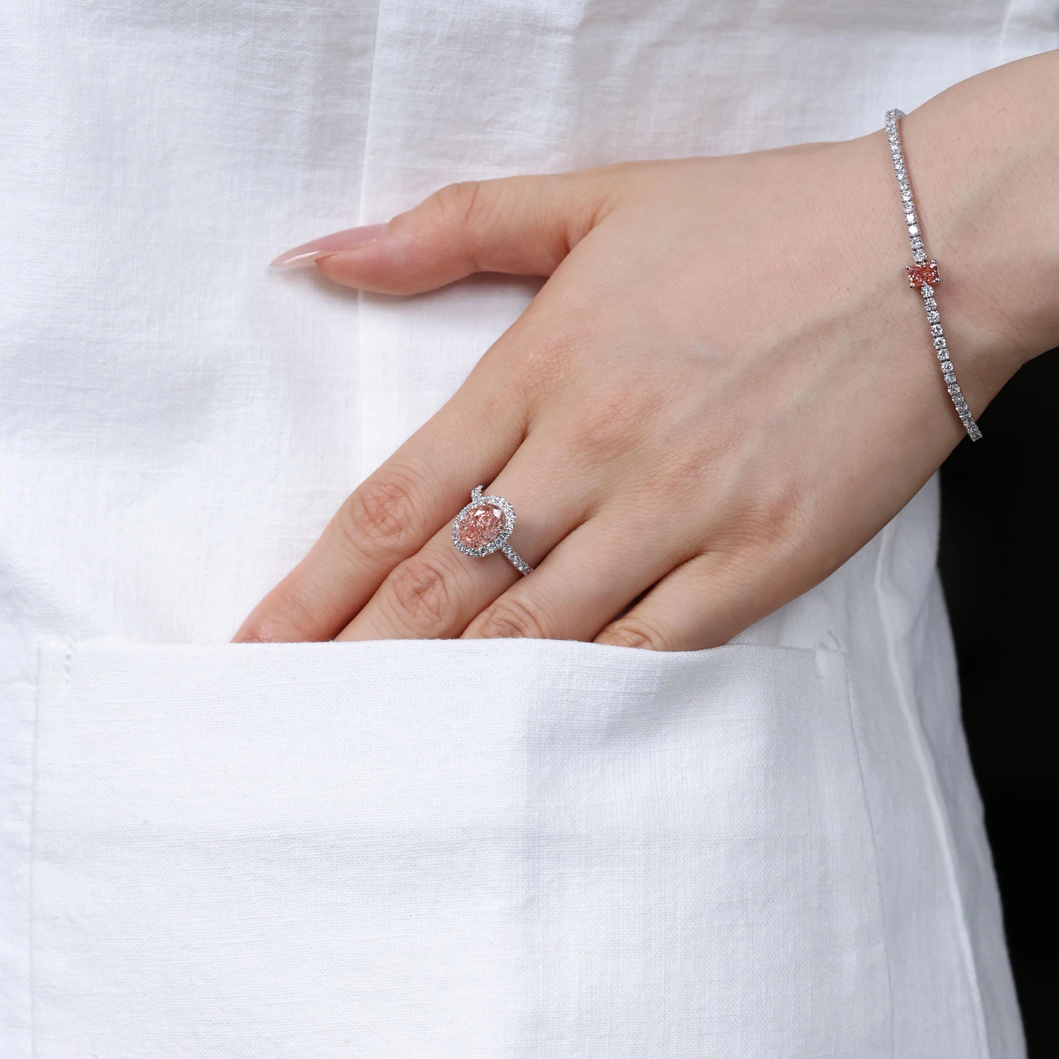Fancy Light Pink Diamond Oval Double Halo Ring