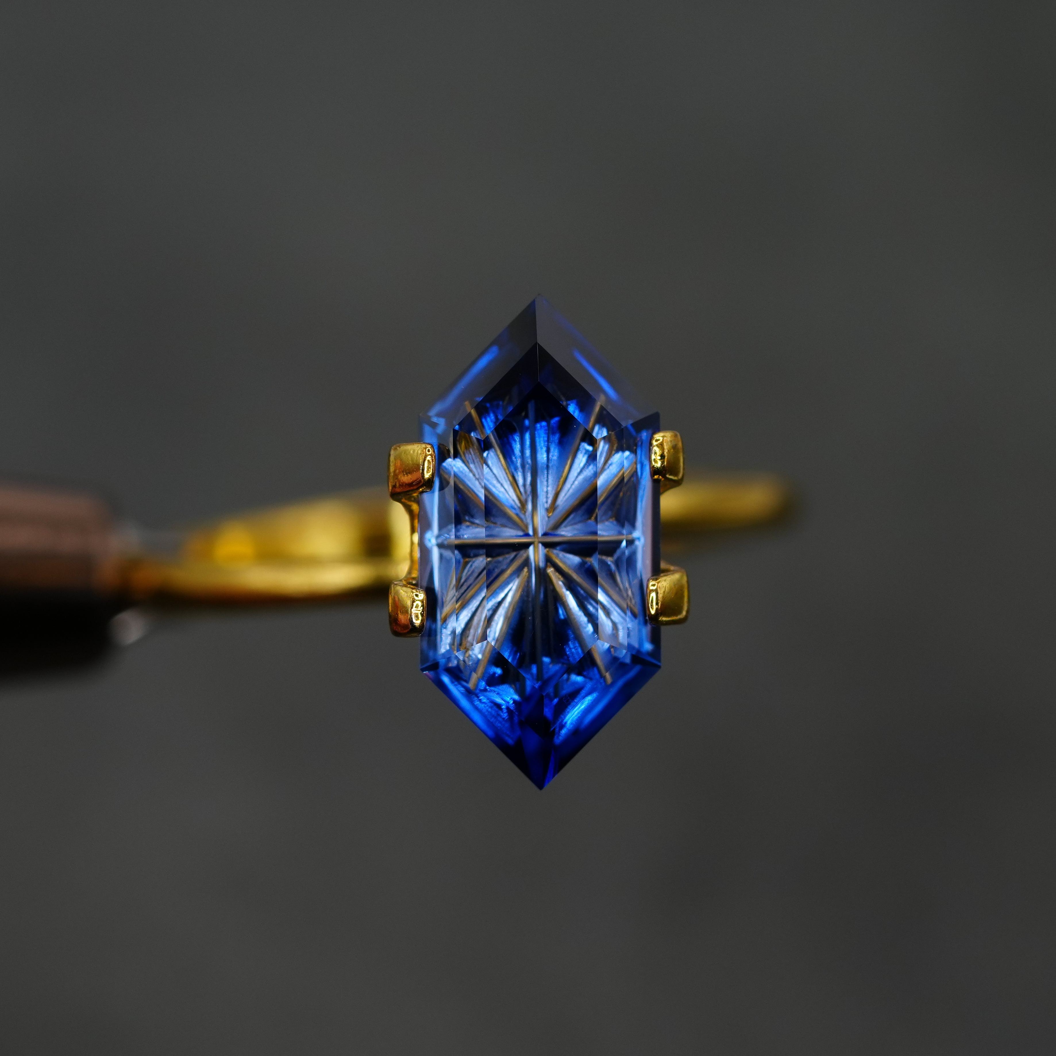 Fantasy Cut Lab-created Blue Sapphire Ring