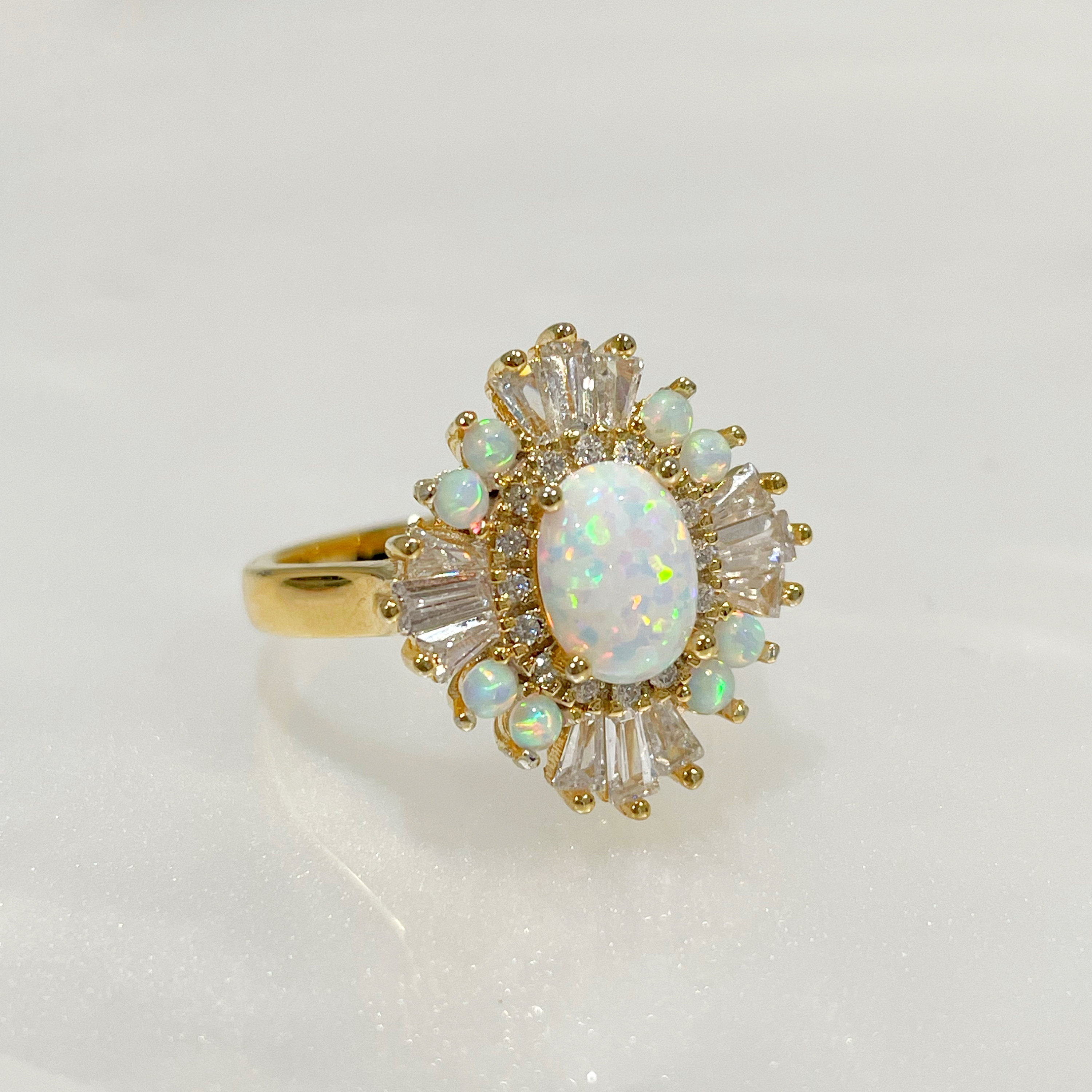 5ct Halo Oval Cut Opal Sapphire Engagement Ring