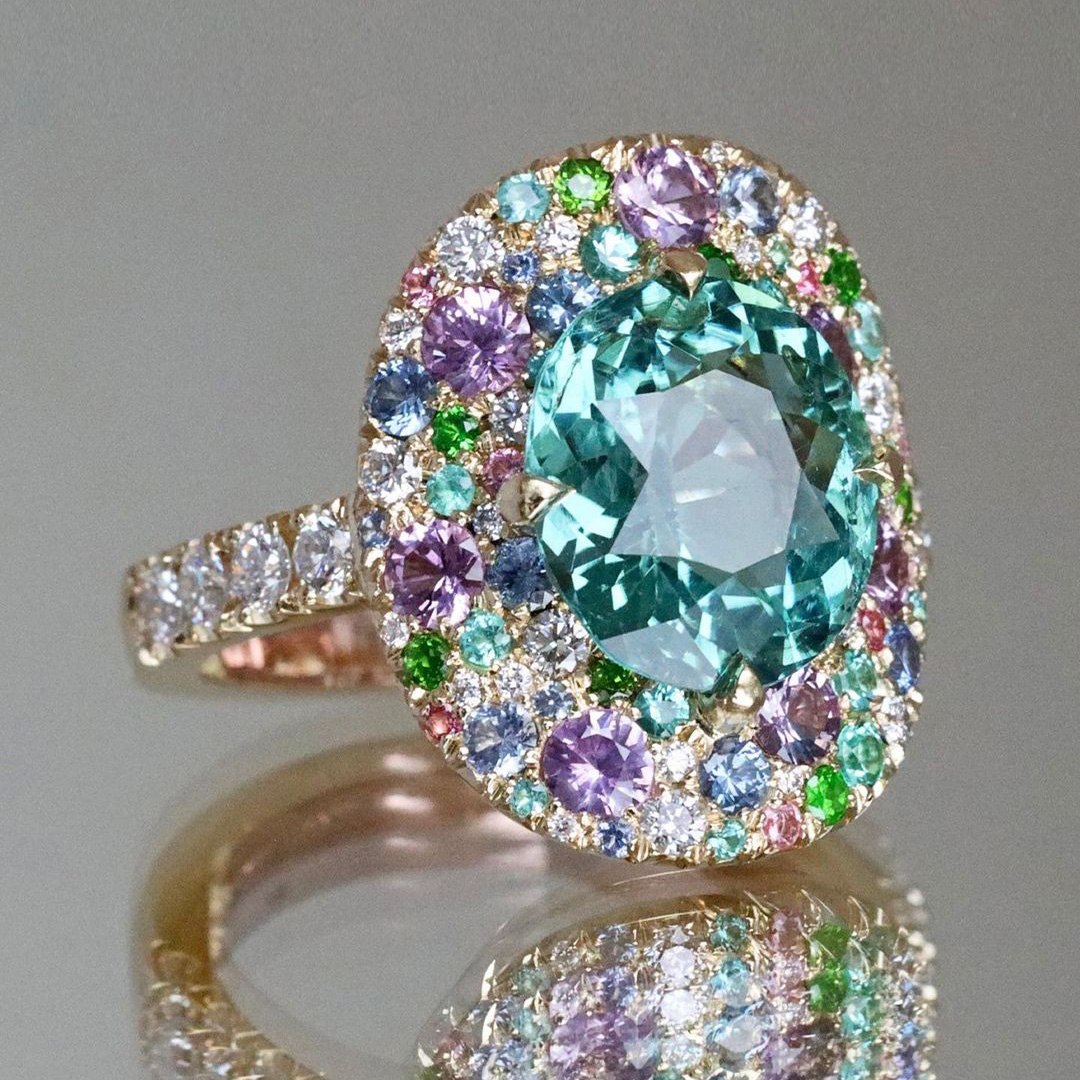 5ct Oval Cut Aquamarine Sapphire Cocktail Ring - Fierylee Made