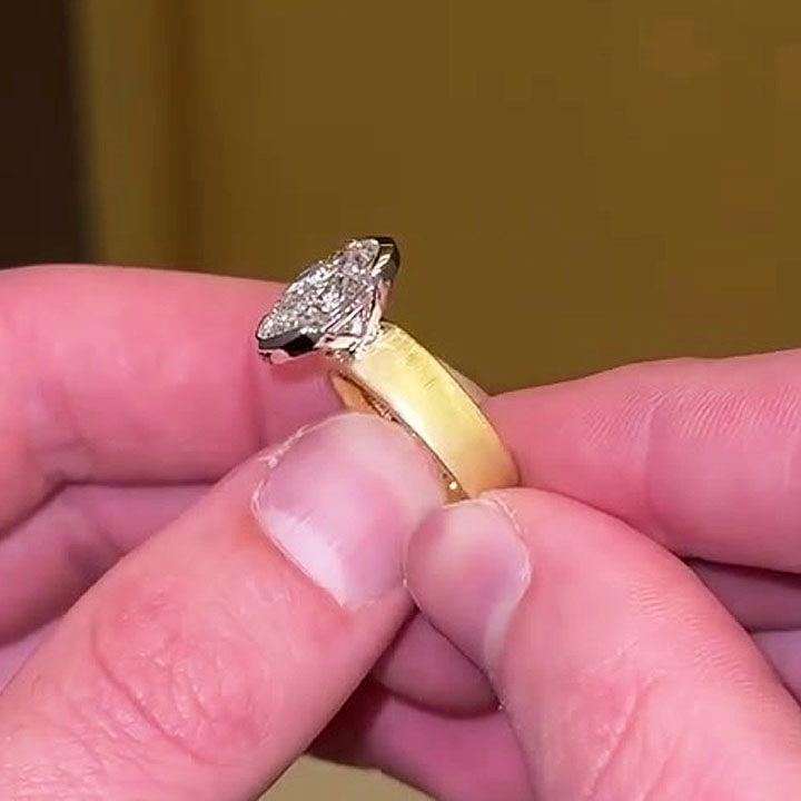 4 ct Half Bezel Setting Oval Cut White Sapphire Engagement Ring