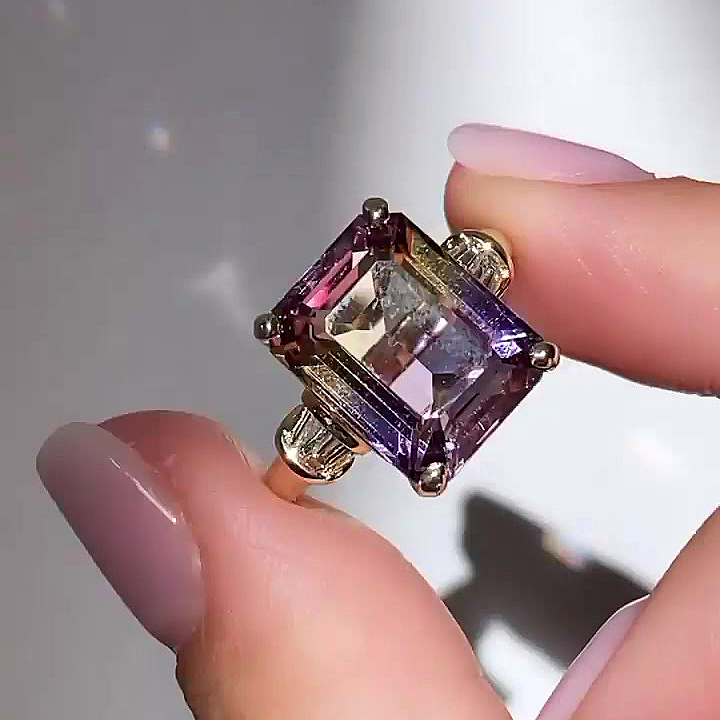 6ct Emerald Cut Tourmaline Sapphire Engagement Ring