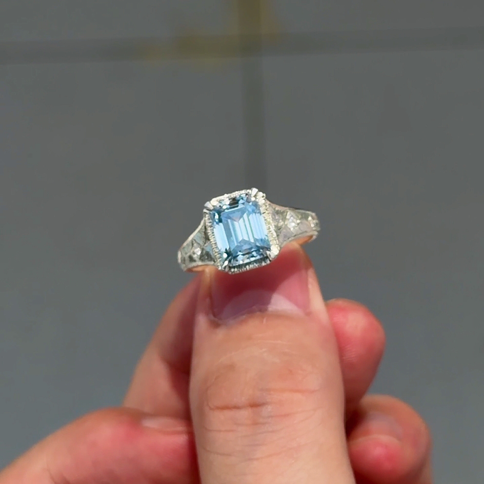Blue Hour 3.5ct Emerald Azure Veins Ring