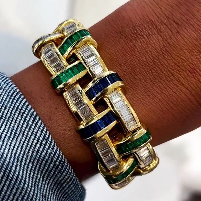 Fashion Emerald Cut Multi-Color Gemstone Bracelet