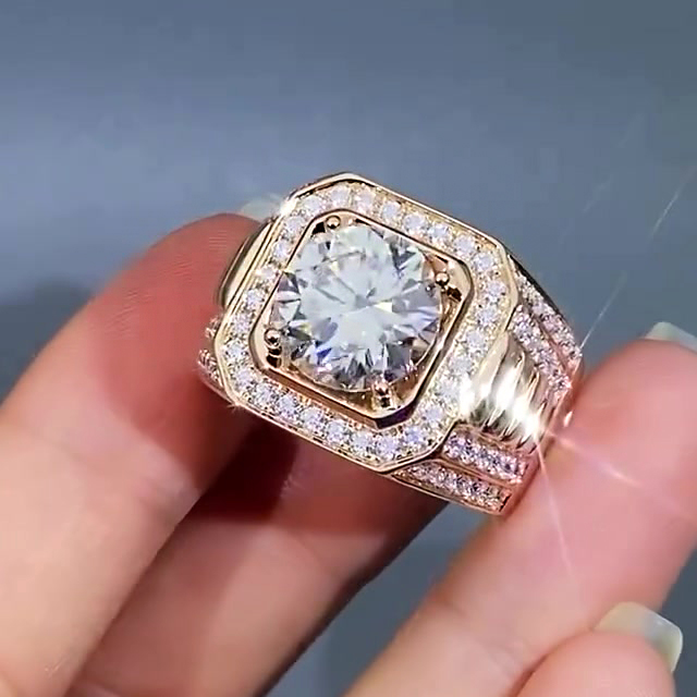 5ct Round Cut White Sapphire Men's Engagement Ring