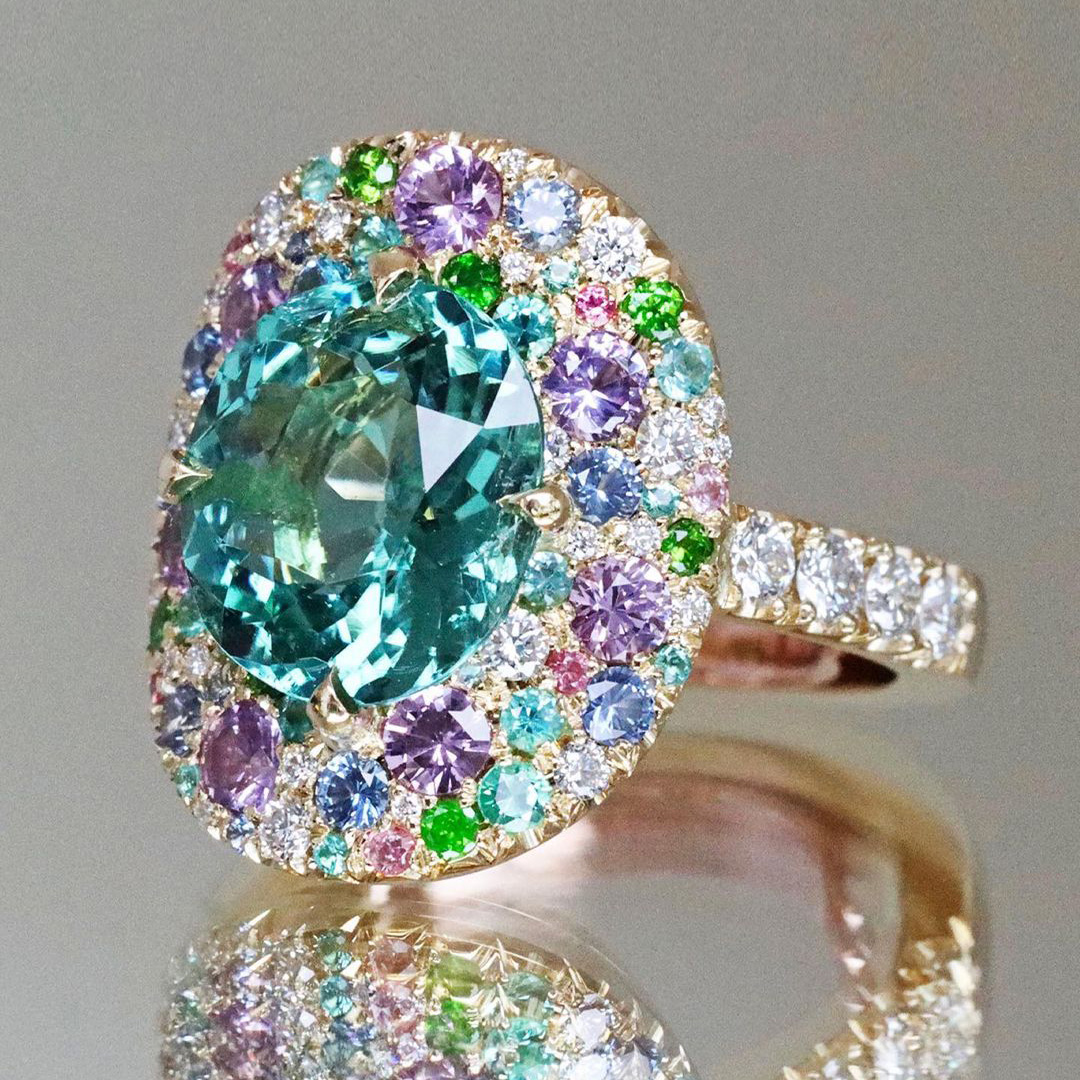 5ct Oval Cut Aquamarine Sapphire Cocktail Ring - Fierylee Made