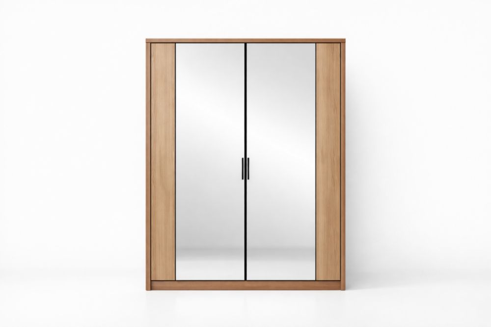 Kleiderschrank mit Eiche und Spiegelglas