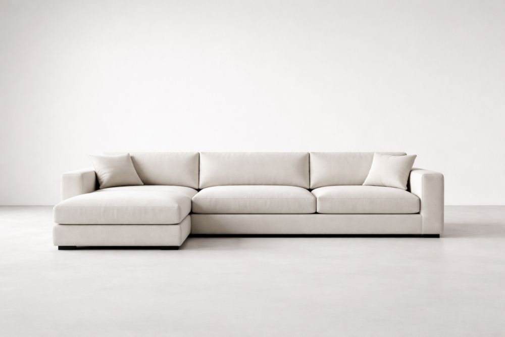 Ecksofa mit Ottomane Stoff Beige 300×95×85cm