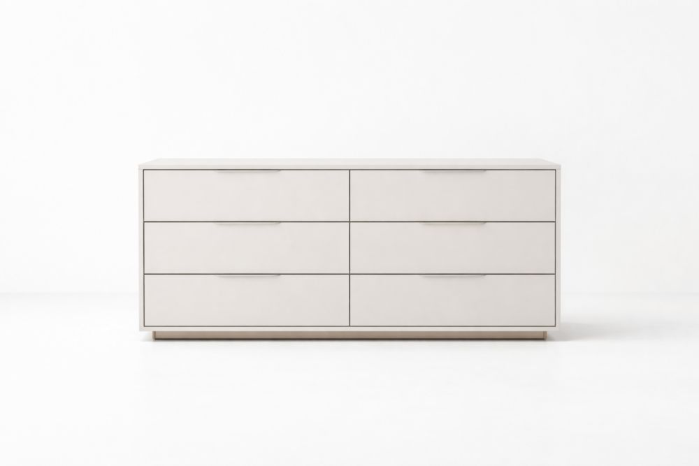 Kommode aus Holzspanplatten, Weiß, mit 6 Schubladen