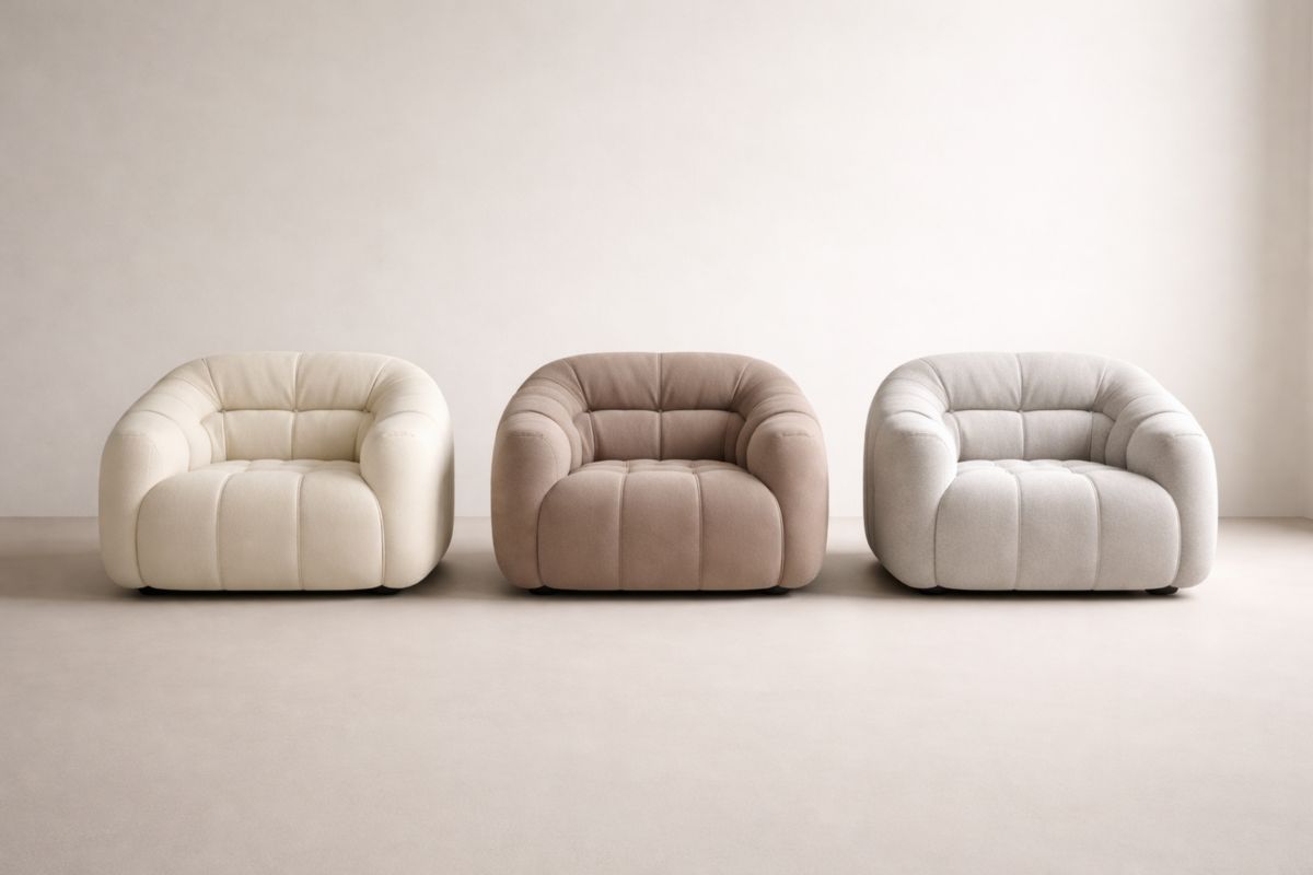 3er-Set Stoff Sessel Beige/Braun/Grau 90×85×75cm