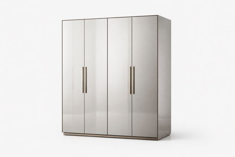 Kleiderschrank 4-türig MDF Hochglanz Beige 200cm x 180cm x 60cm(H × B × T)