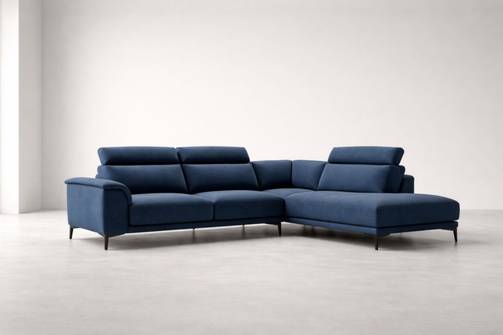 Ecksofa Stoff Dunkelblau 300x200x90 cm
