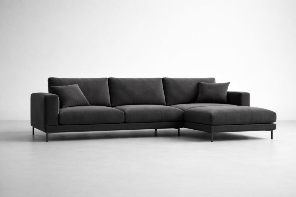 Ecksofa L-förmig Dunkelgrau Stoff Metall