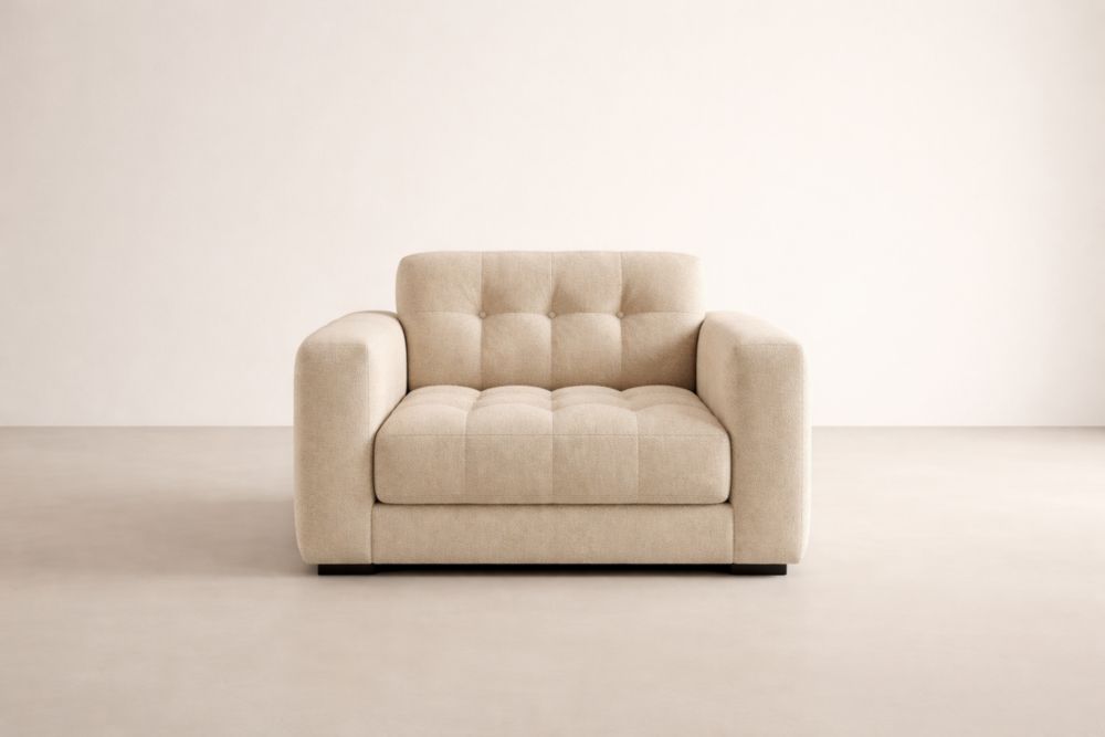 Beiger Leinenstoff Sessel