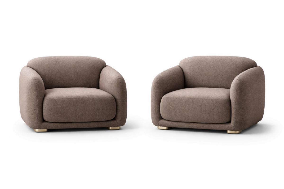 2er Set Sessel Stoff Braun 95 cm