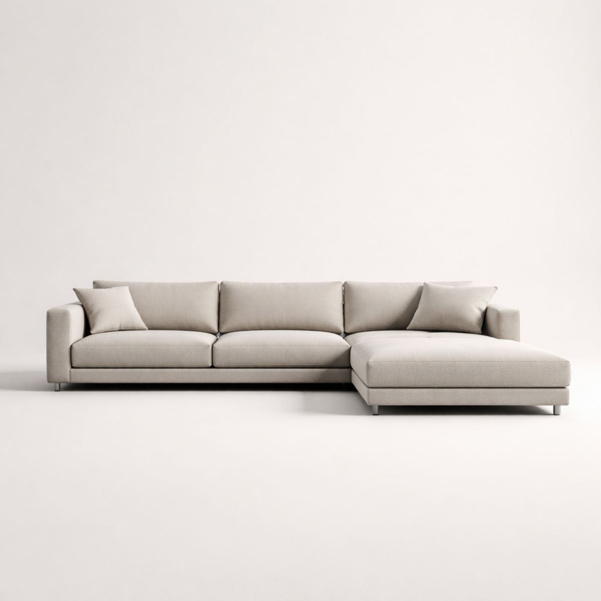 L-förmiges Sofa, Beige, Strukturstoff, Metall, 320 × 160 × 70 cm