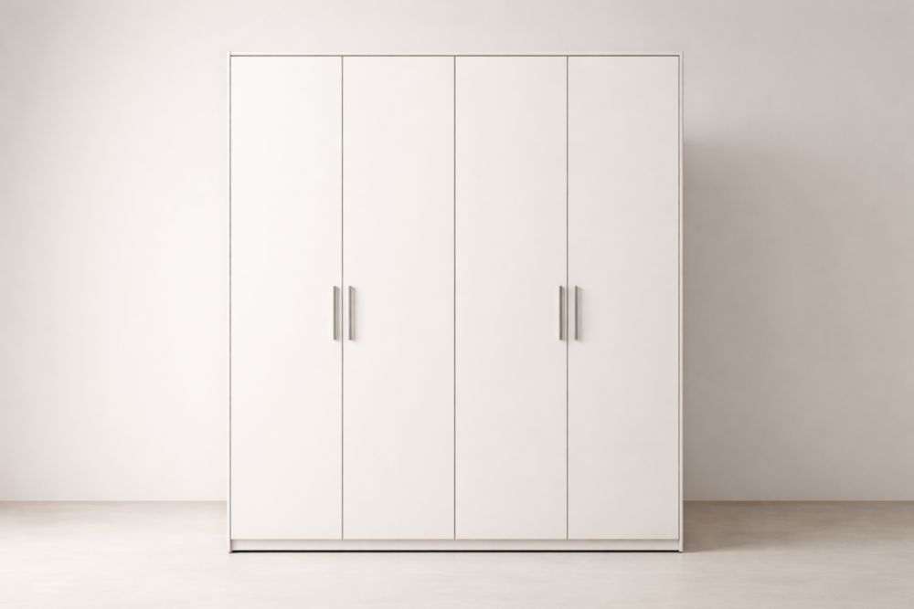 Kleiderschrank MDF 4-türig Weiß 200x180x60 cm