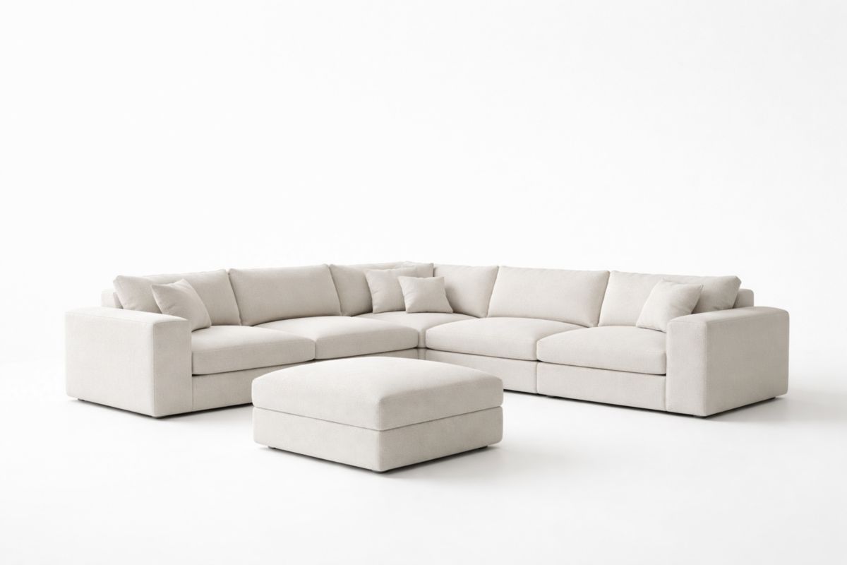 Modulares Ecksofa-Set aus Stoff in Beige