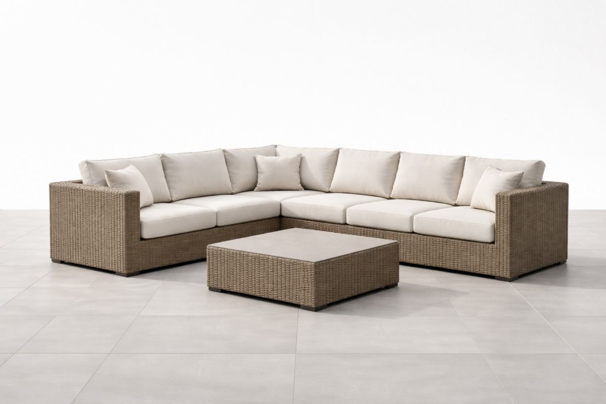 Modulares Garten Ecksofa-Set Rattan Beige