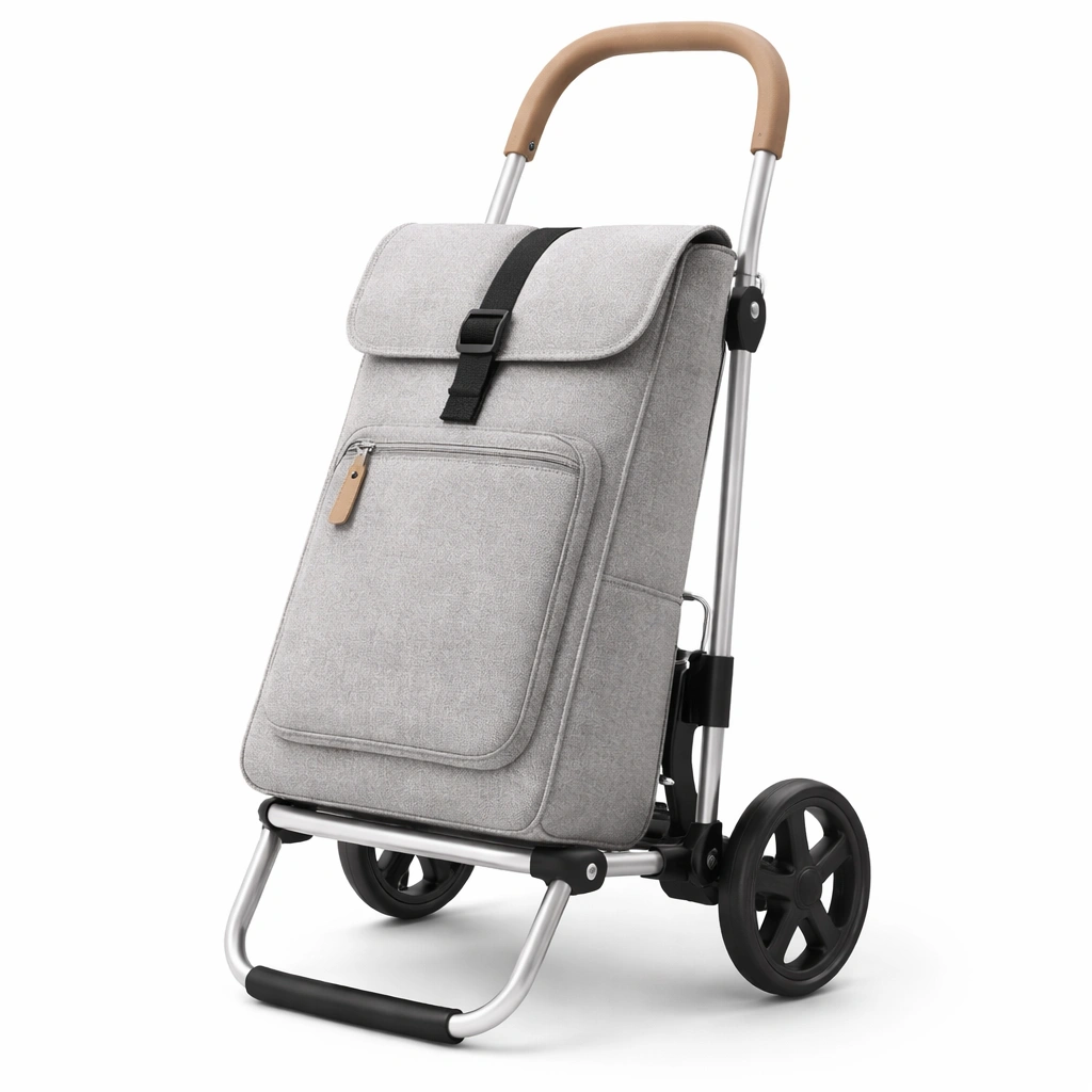 Carro de compra moderno gris con ruedas grandes-livorao