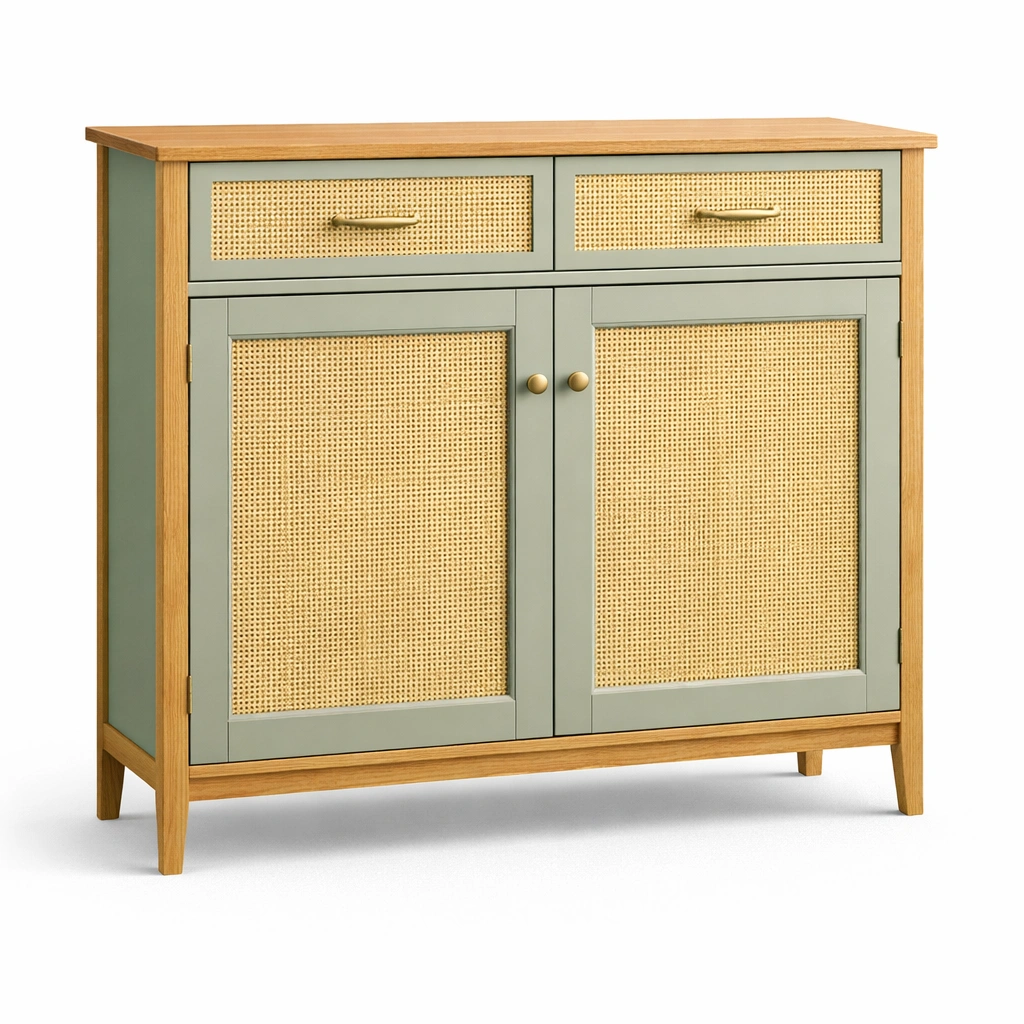 Aparador de madera verde con puertas de rat谩n-livorao