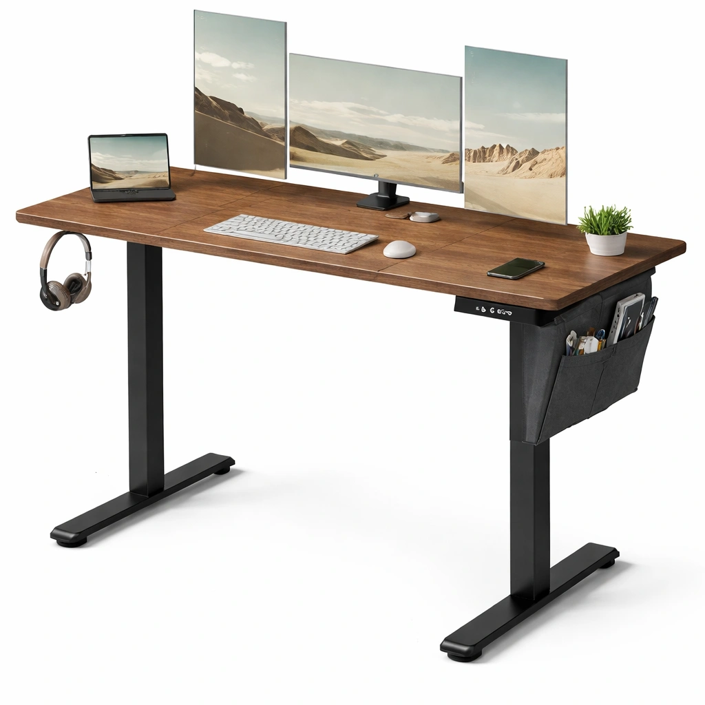 Escritorio electrico ajustable madera con estructura metalica-livorao