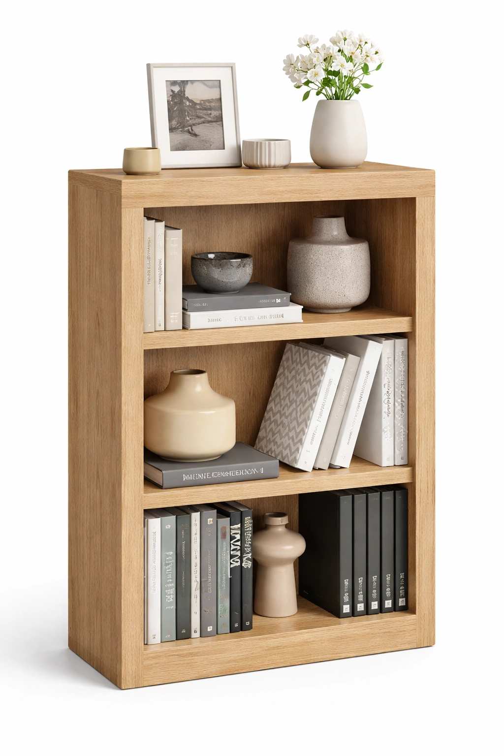 Estanteria de madera abierta con multiples niveles-livorao