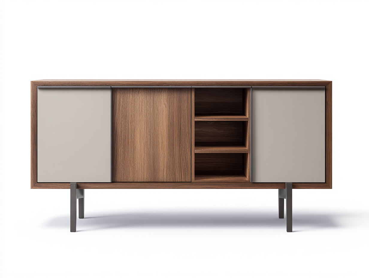 Meuble TV bois-180x40x55 cm-marron-salon-style moderne