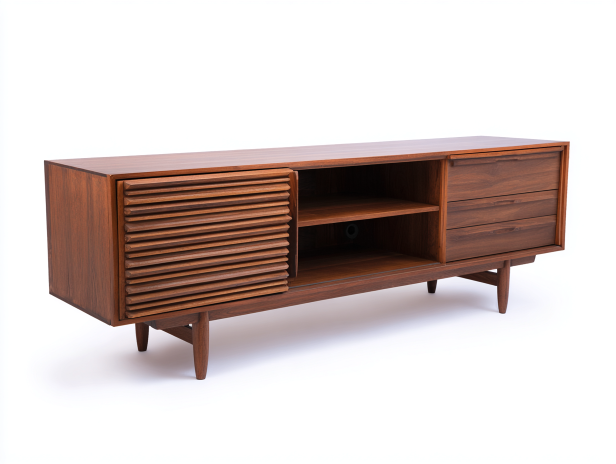 Meuble TV bois-170x40x55 cm-marron-salon-style moderne
