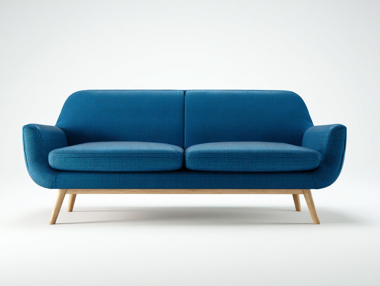 Canapé 2 places tissu-165x82x78 cm-bleu-salon-style moderne