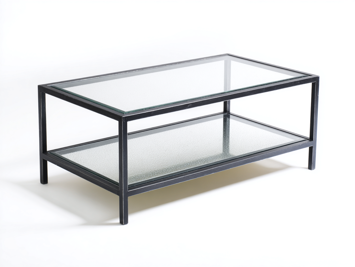 Table basse verre-110x60x45 cm-noir-salon-style industriel