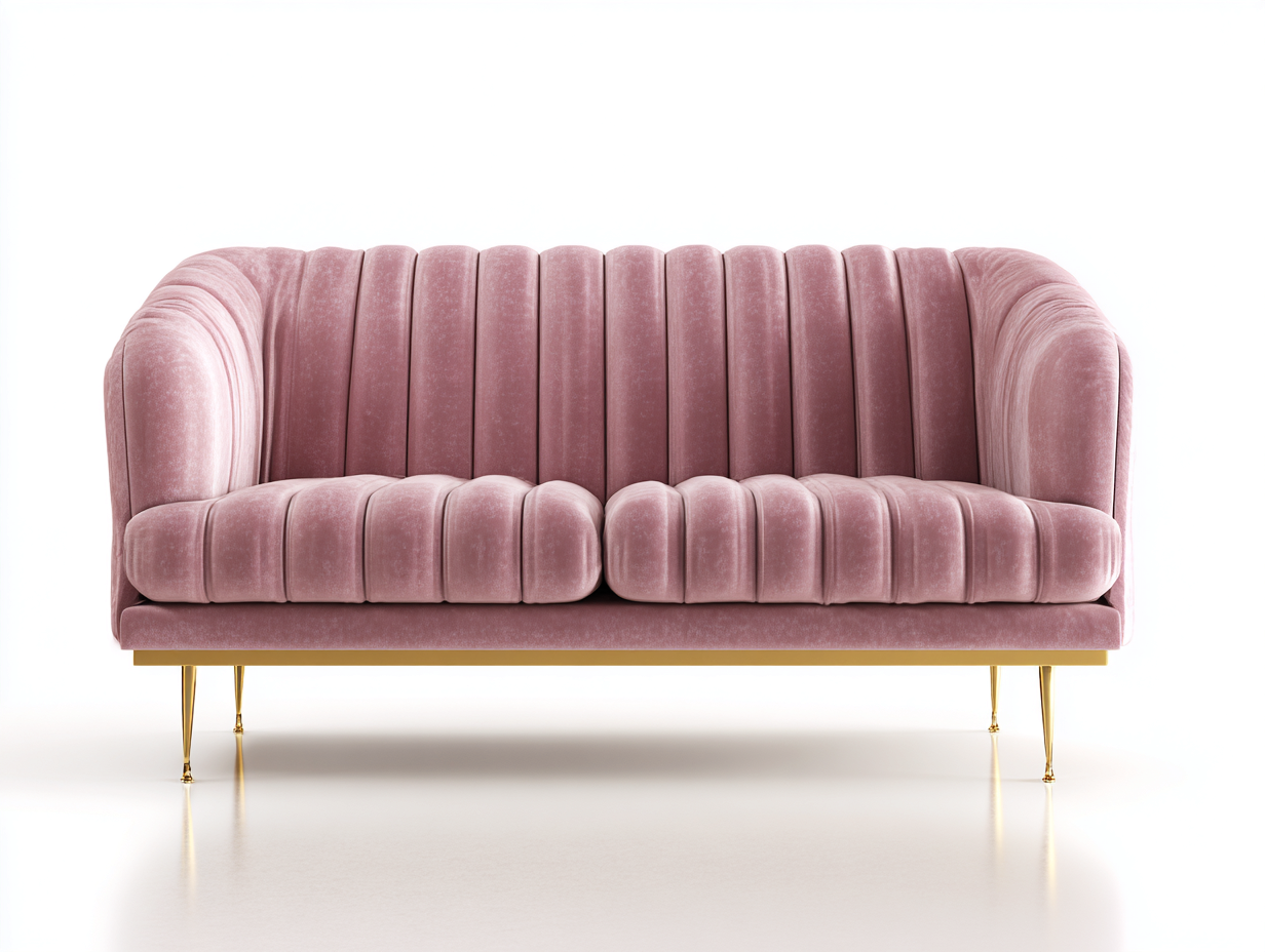 Canapé 2 places tissu-168x82x80 cm-rose-salon-style moderne