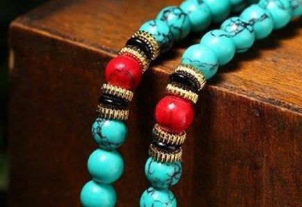 [Prayer Beads] Tibetan-Style Turquoise — Triple-Layered Energy Protection